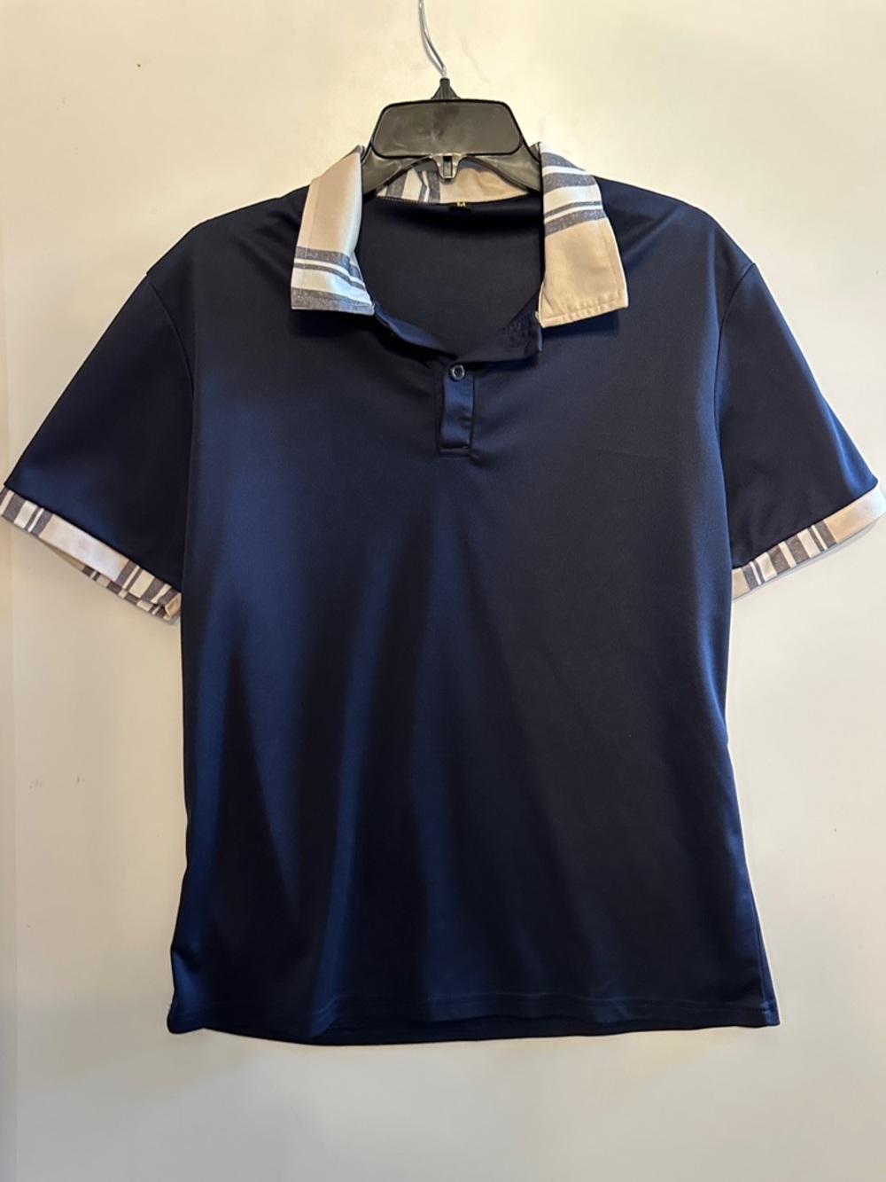 Men's Navy Polo Shirt with Contrast Collar